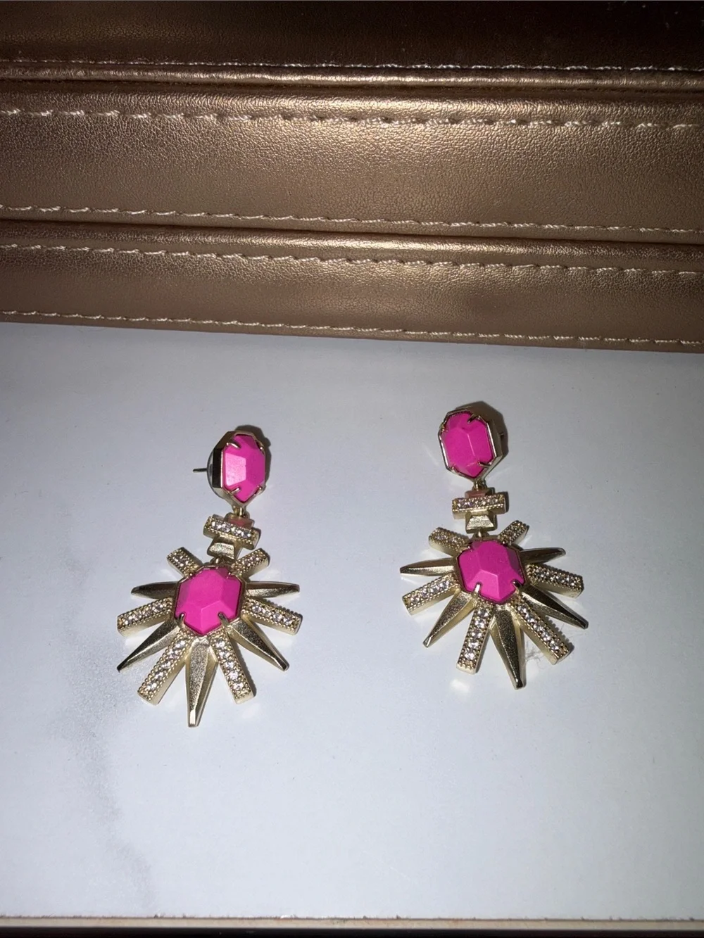 Kendra Scott Gold Earrings Hot Pink